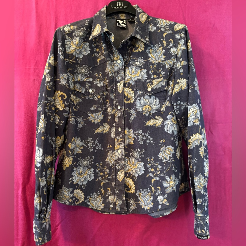 Vintage Rockies Pearl Snap Floral Long Sleeve Shirt Size M